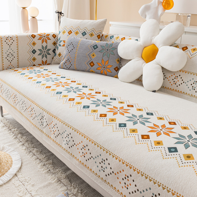 Blomstertryk Chenille Sofa Cover